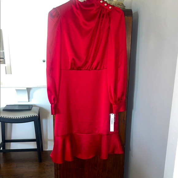 Maggy London Red Satin Dress, NWT - Picture 1 of 10